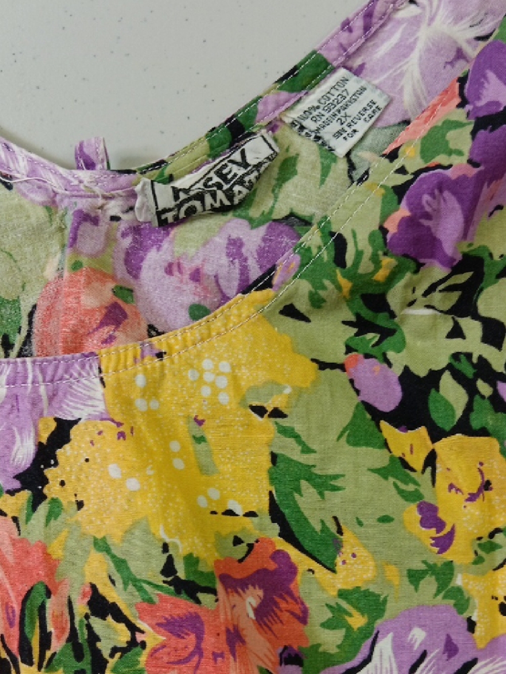 Floral Sleeveless A-Line Dress - Purple, Peach & Yellow - Picture 3 of 4